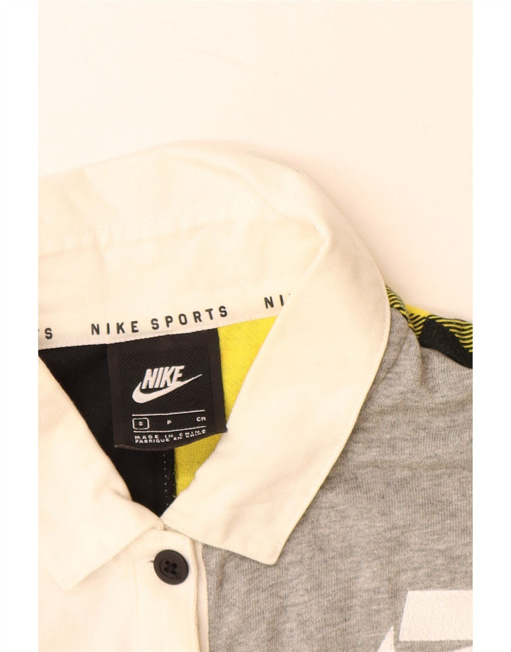 NIKE Womens Oversized Crop Rugby Polo Shirt UK 10 Pequeno Multicolorido