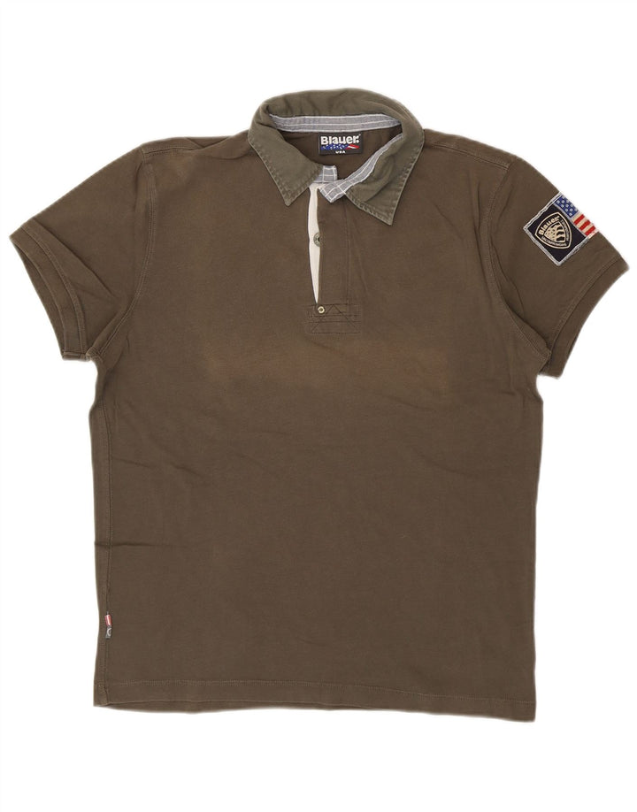 Camisa polo masculina BLAUER grande algodão cáqui