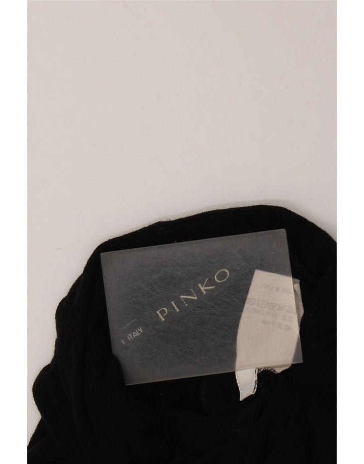 PINKO Suéter feminino cropped manga 3/4 com gola tartaruga Reino Unido 14 médio preto