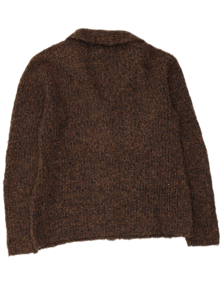 Suéter cardigã feminino MARKS & SPENCER Reino Unido 10 pequeno marrom manchado