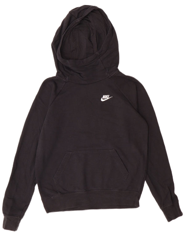 Nike Womens Oversized Hoodie Jumper UK 10 Small Black Cotton
