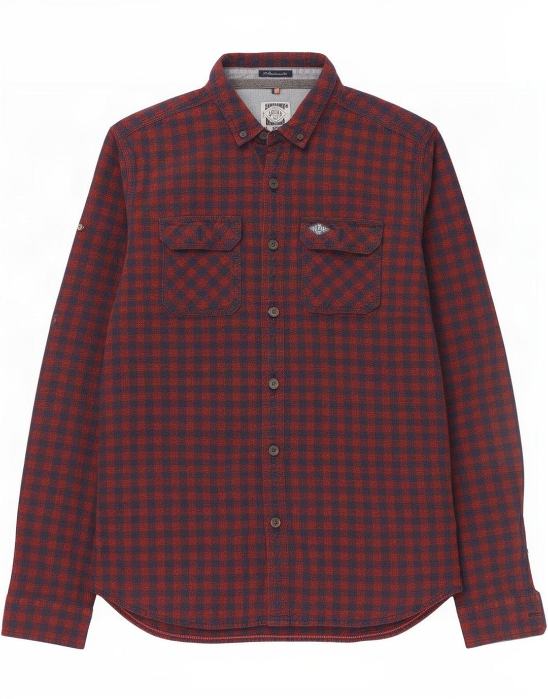 Camisa de flanela masculina Superdry XL algodão guingão vermelho