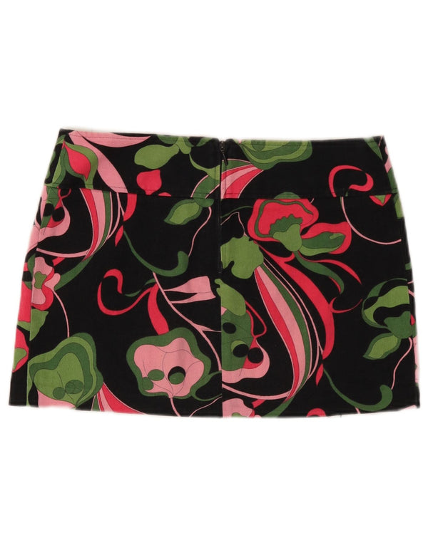 Mini saia feminina VINTAGE IT 42 médio W30 algodão floral preto