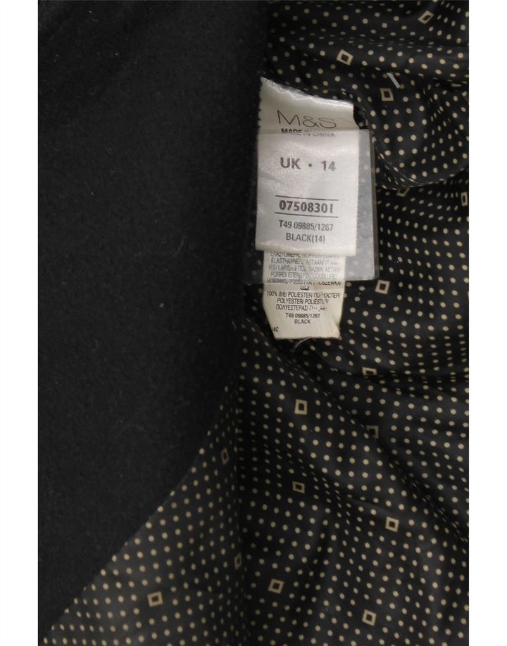 Casaco feminino Marks & Spencer com peito duplo Reino Unido 14 poliéster preto médio