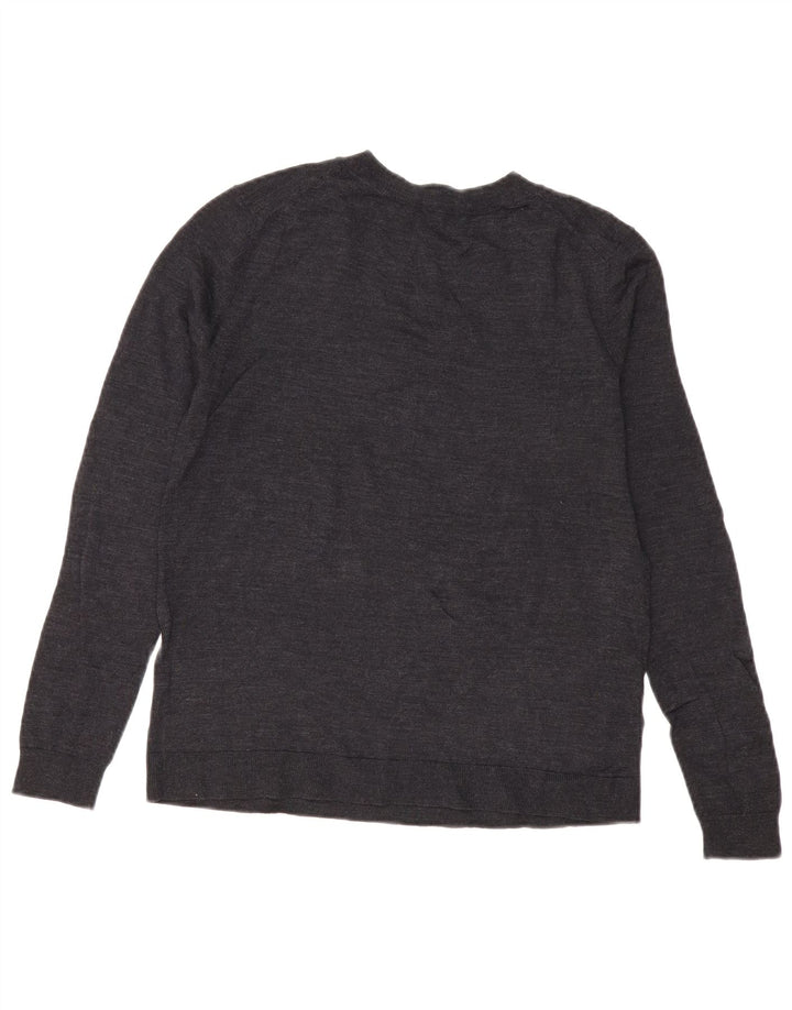Suéter feminino Zara com decote em V Reino Unido 10 pequeno lã azul marinho