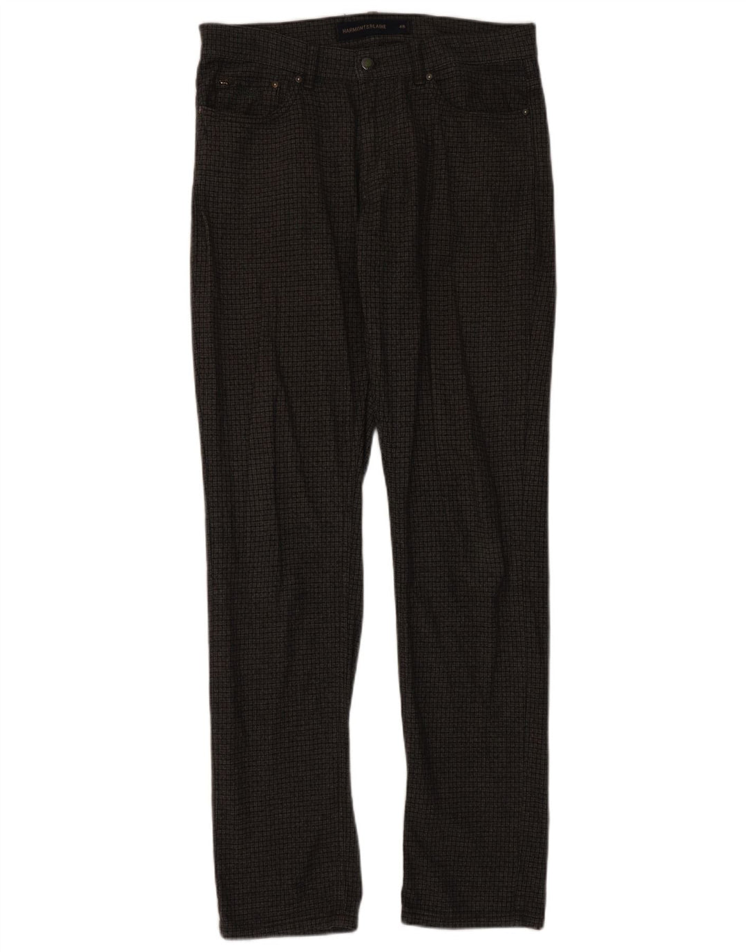 Calça casual masculina Harmont & Blaine IT 48 médio W34 L34 cinza xadrez