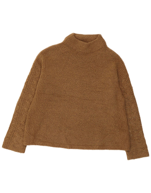 Marks & Spencer Womens Turtle Neck Jumper Sweater UK 14 Large Brown Acrylic