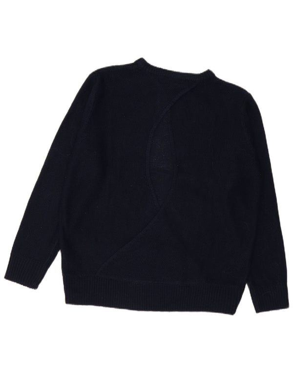 Zara Suéter feminino oversized com gola canoa Reino Unido 14 médio azul marinho