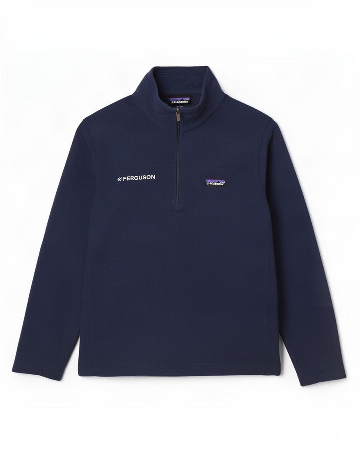 Suéter masculino Patagonia de lã com zíper e gola grande azul marinho poliéster