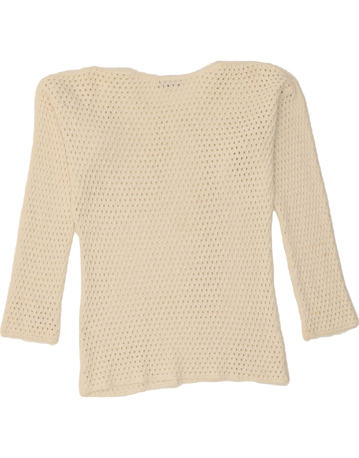 ZERO Womens See Through Crew Neck Jumper Sweater IT 42 Medium White Vintage Zero and Second-Hand Zero from Messina Hembry 