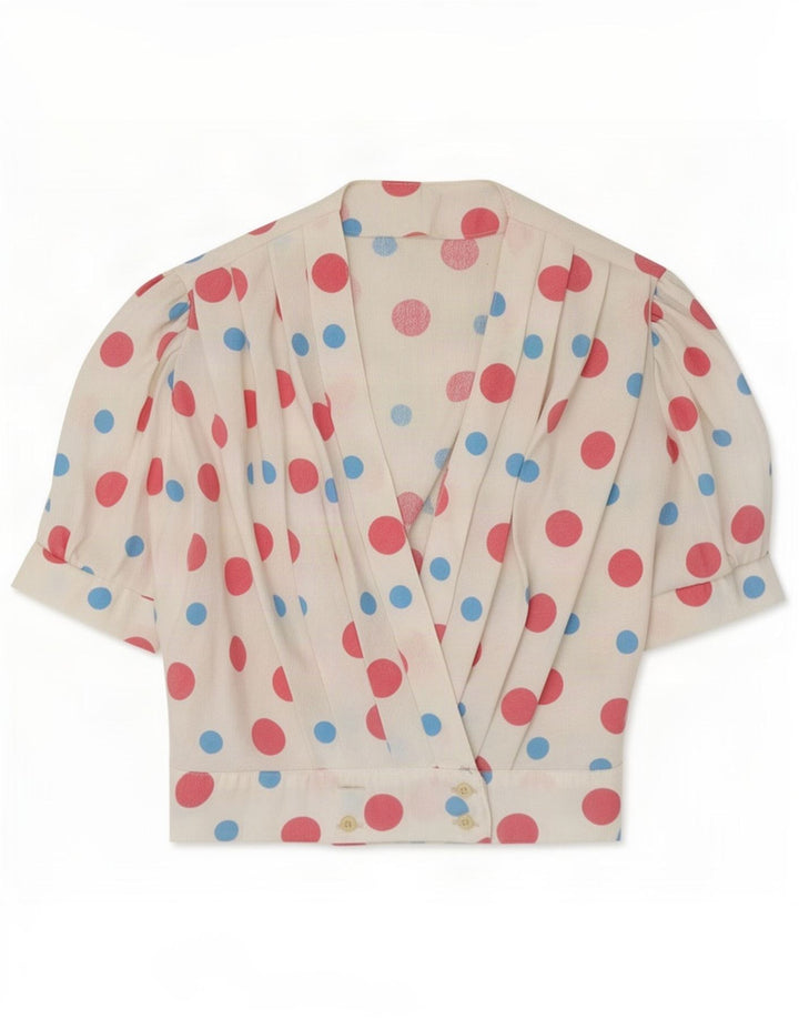 Blusa feminina vintage UK 10 pequena branca manchada