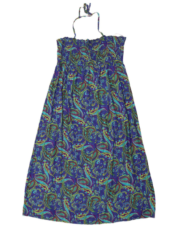 Vestido feminino Marks & Spencer frente única UK 22 3XL azul paisley viscose