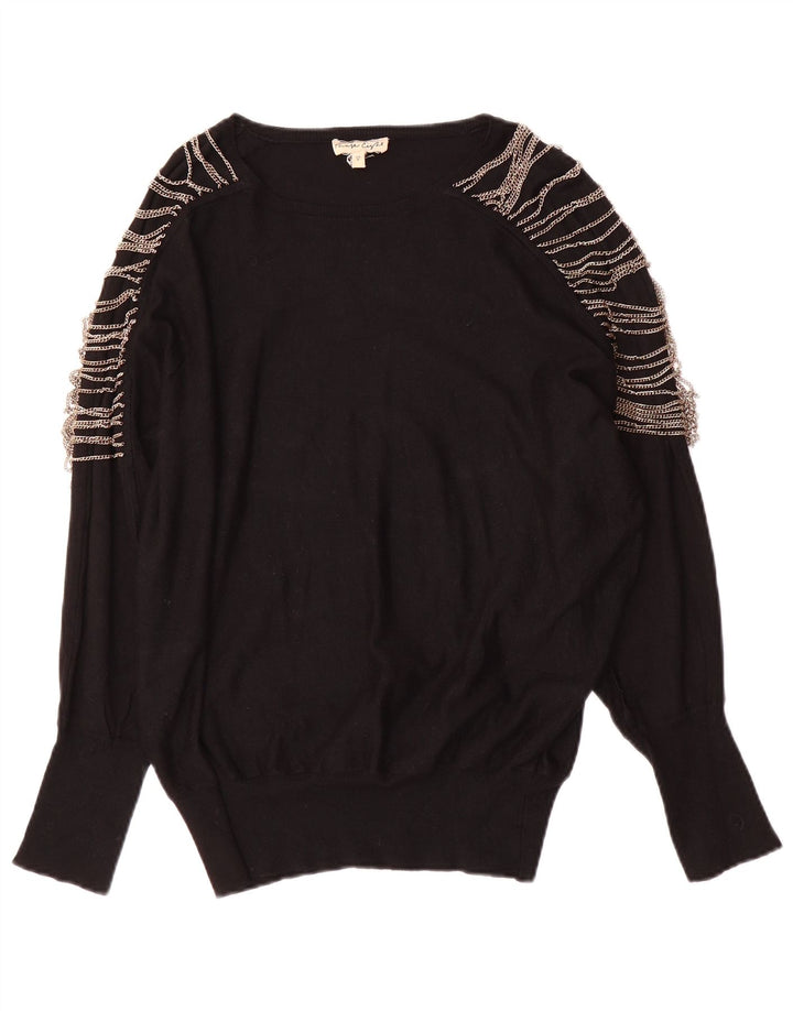 Suéter feminino Phase Eight com gola canoa e viscose preta média UK 14