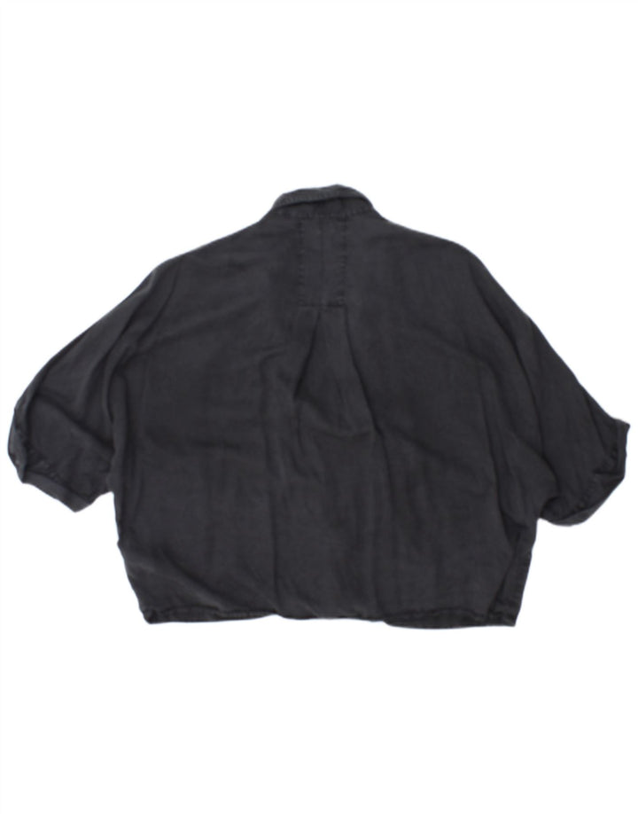 Blusa feminina de manga curta oversized ZARA Reino Unido 10 pequena preta