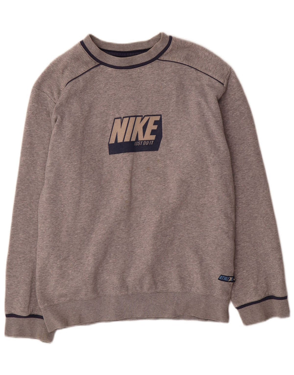 Suéter gráfico Nike Boys Graphic 12-13 anos grande cinza manchado