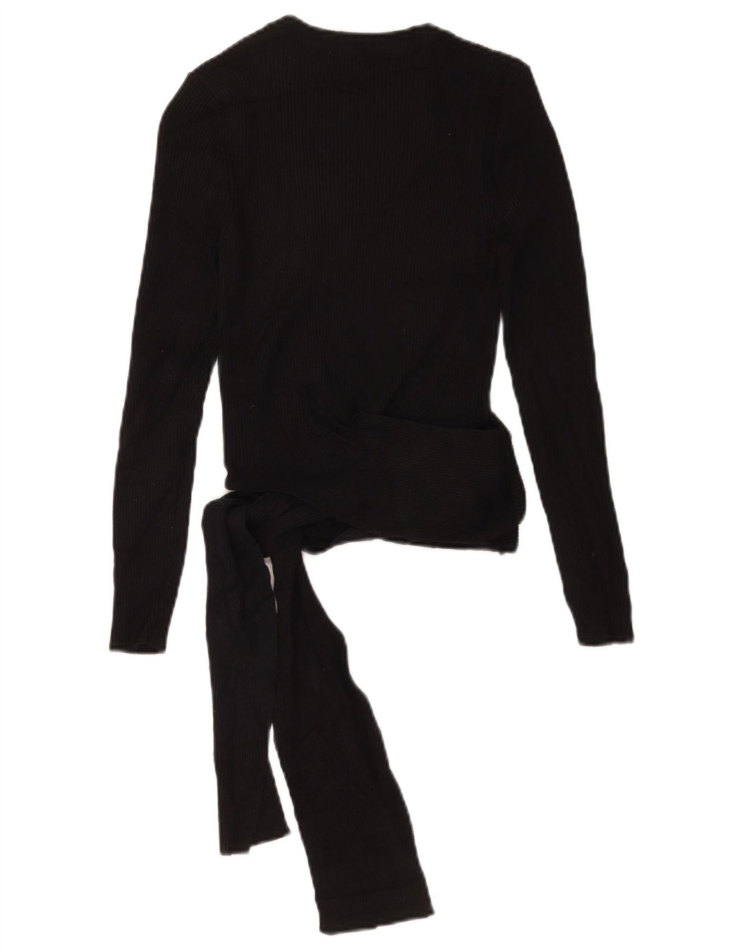 Zara Top curto feminino manga comprida Reino Unido 12 viscose preta média