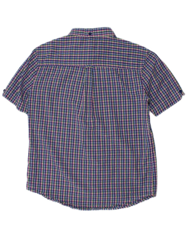 Camisa de manga curta masculina BEN SHERMAN 10-11 anos algodão guingão azul