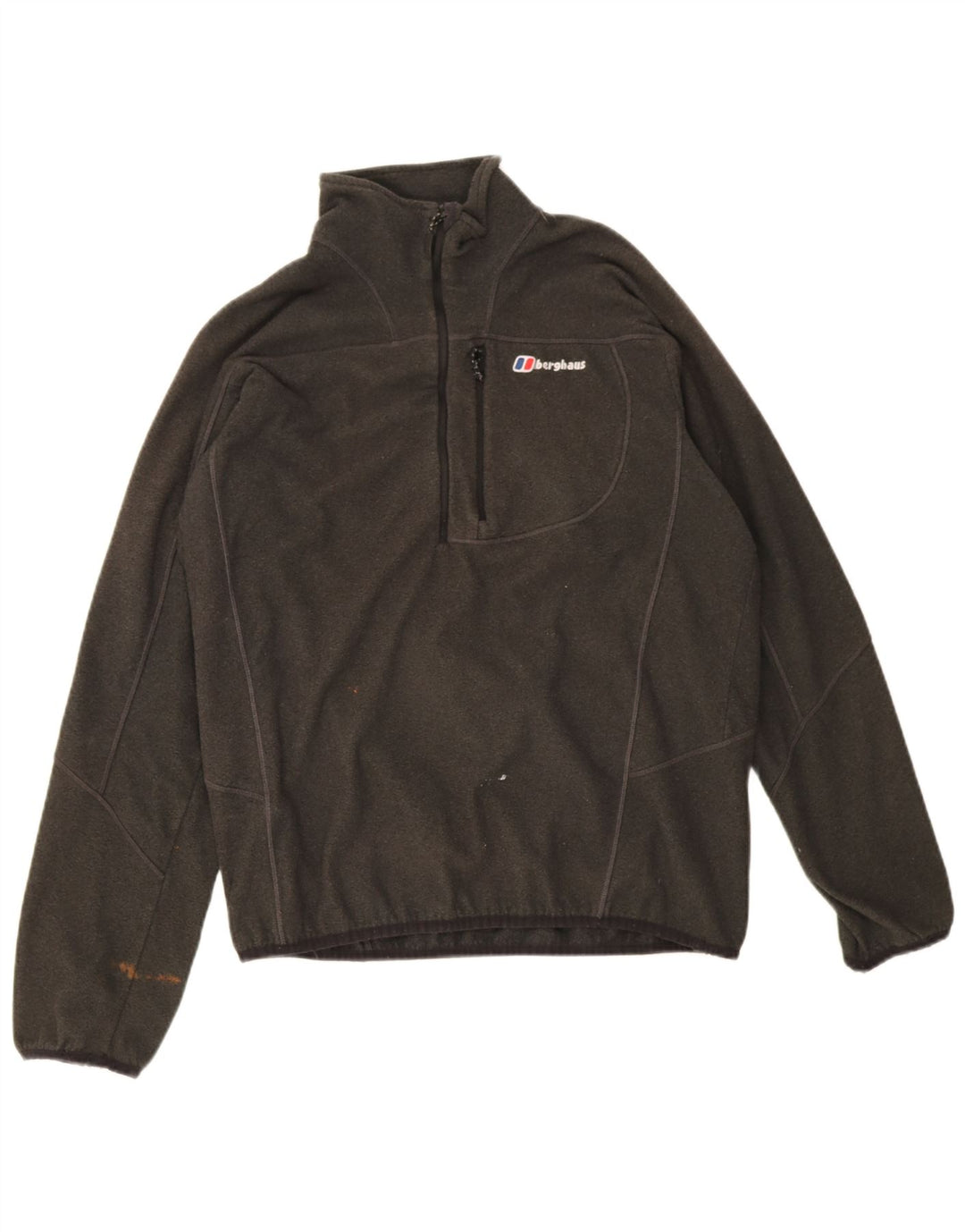 Berghaus Suéter masculino de lã com zíper e gola grande em poliéster manchado verde