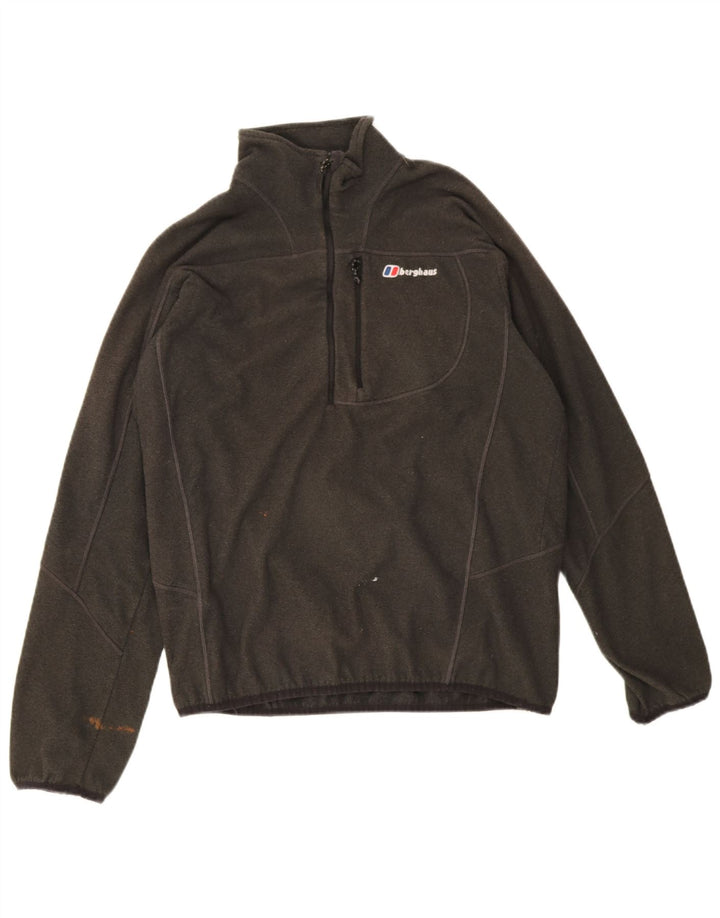 Berghaus Suéter masculino de lã com zíper e gola grande em poliéster manchado verde