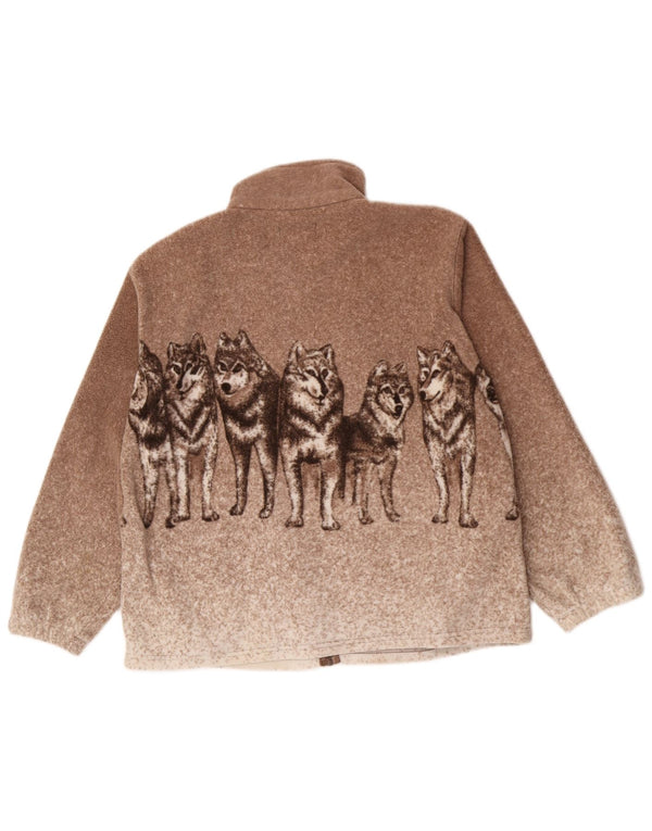 Jaqueta masculina vintage de lã gráfica Wolf UK 38 marrom médio manchado