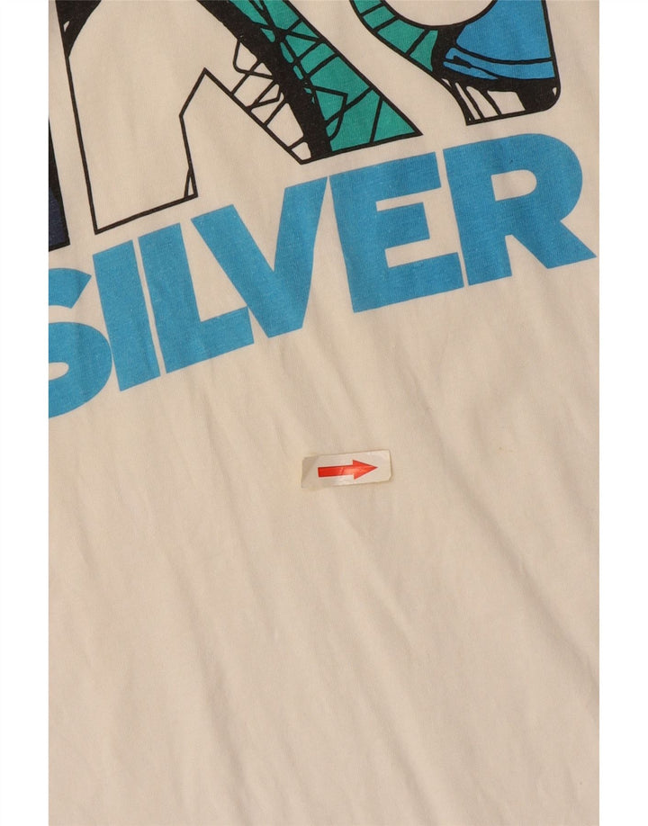 Camiseta masculina gráfica Quiksilver Top médio de algodão off white