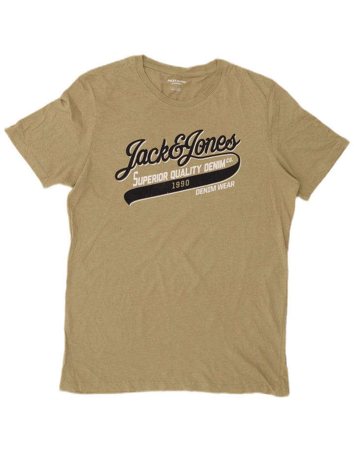 Camiseta gráfica masculina JACK & JONES grande cáqui
