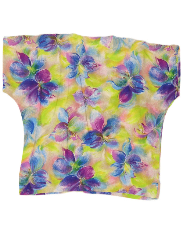 Blusa feminina vintage UK 18 XL multicolorida floral