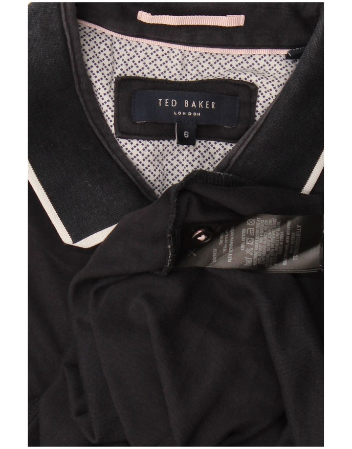 Camisa polo masculina Ted Baker tamanho 6 2XL algodão preto