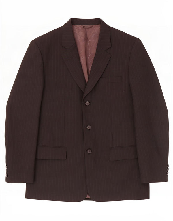 Jaqueta blazer masculina Giorgio Armani com 3 botões Reino Unido 38 risca de giz preta média