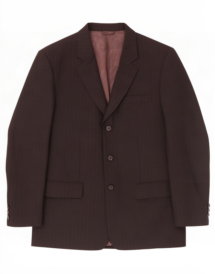 Jaqueta blazer masculina Giorgio Armani com 3 botões Reino Unido 38 risca de giz preta média