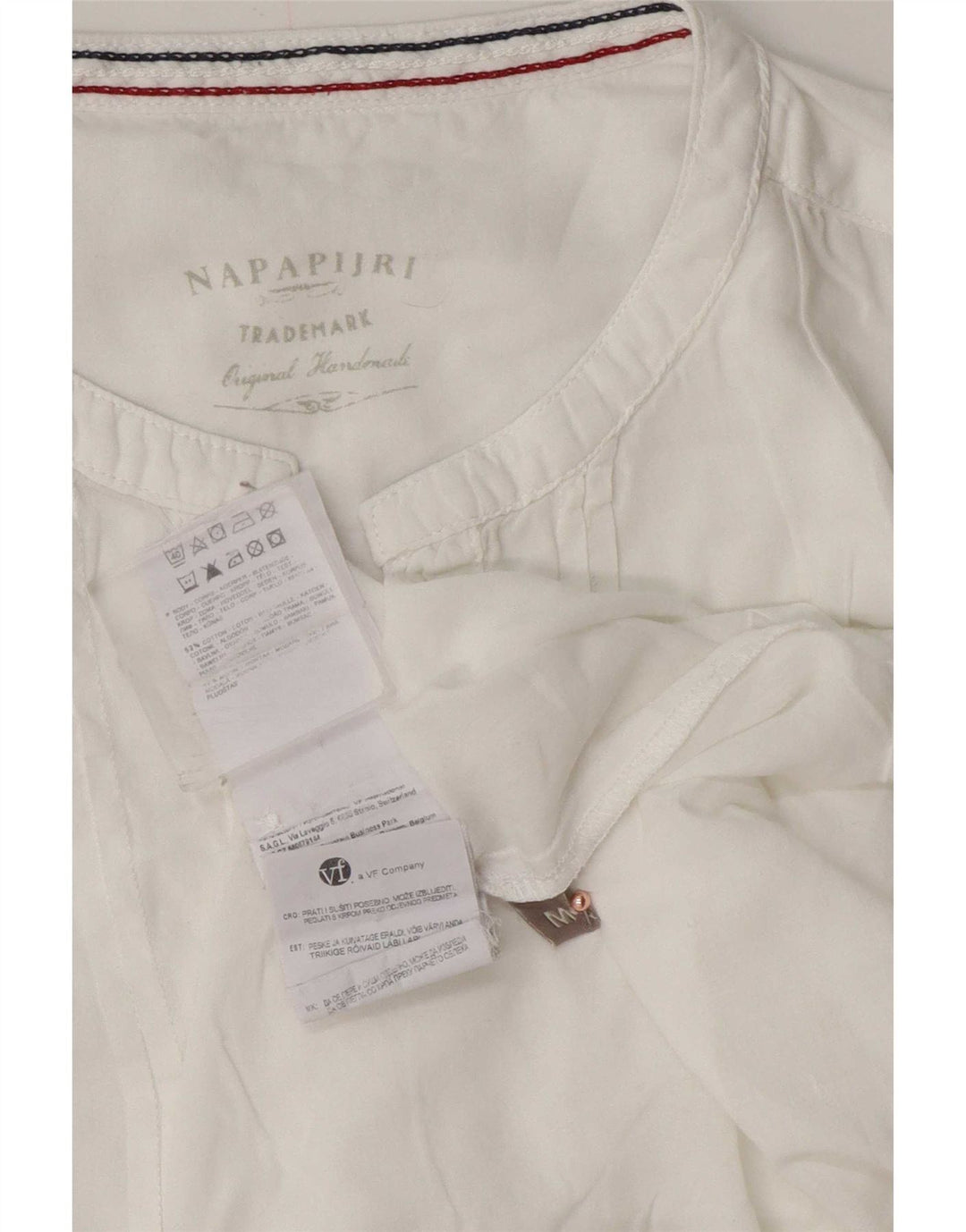 Blusa feminina de manga 3/4 Napapijri Reino Unido 14 algodão branco médio