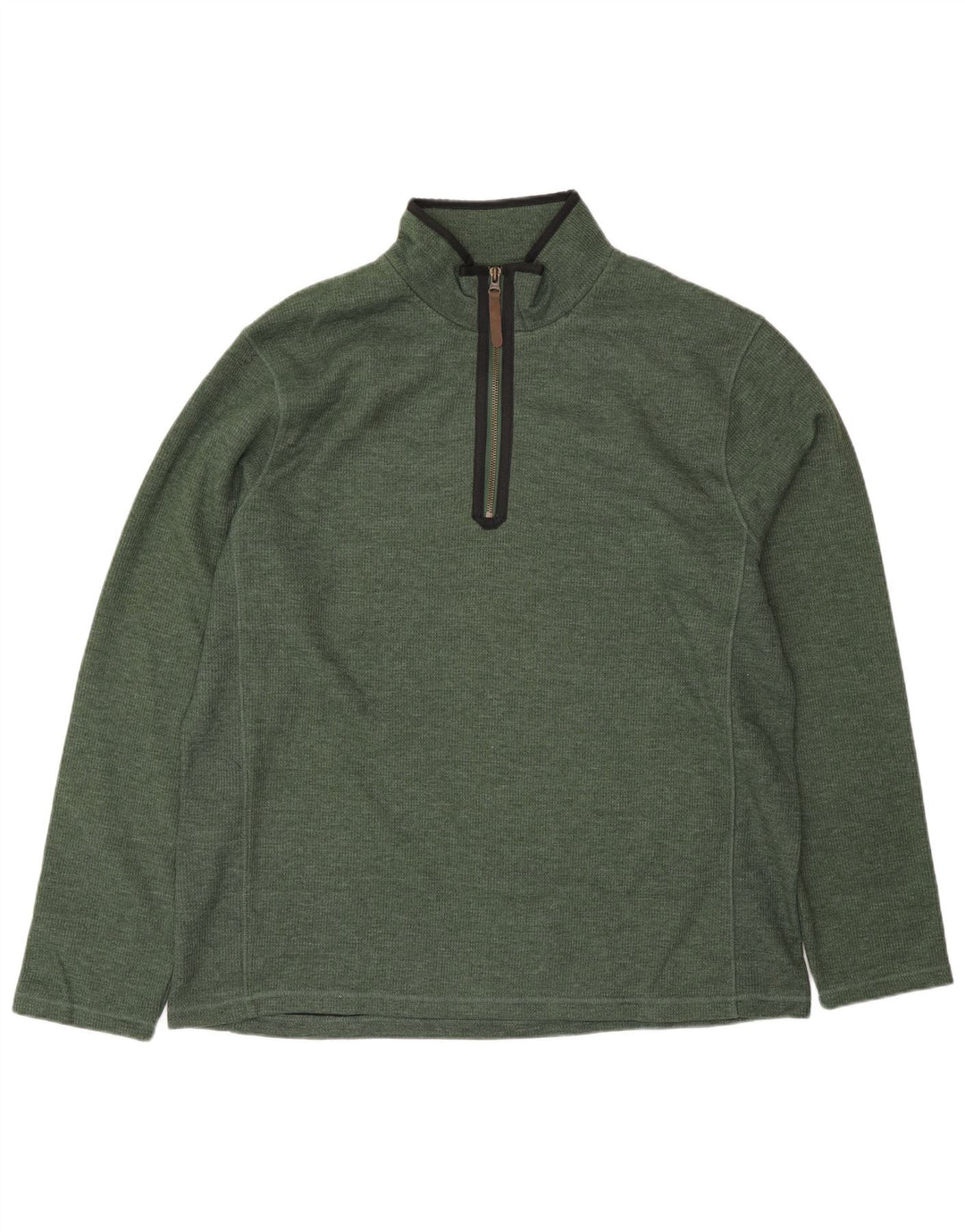 Suéter masculino Mountain Warehouse com zíper e gola alta de algodão verde