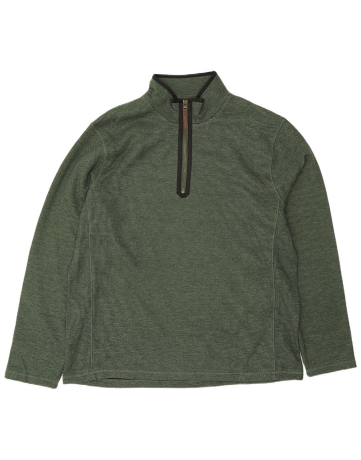 Suéter masculino Mountain Warehouse com zíper e gola alta de algodão verde