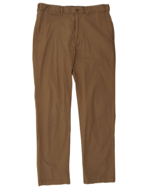 Calça chino reta masculina Marks & Spencer W32 L31 algodão bege