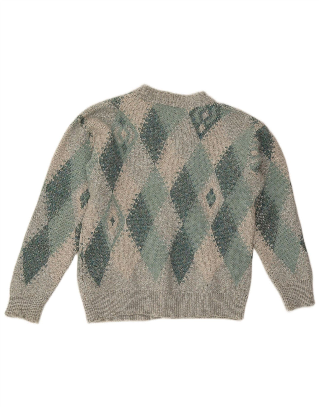 Suéter cardigã masculino Gran Sasso cinza médio Argyle/lã diamante