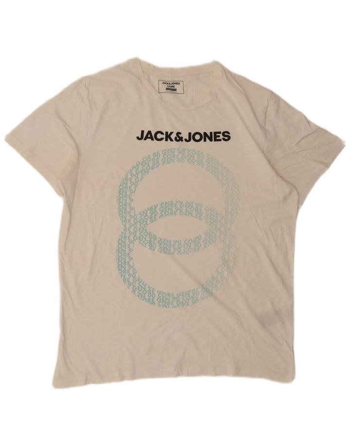 Camiseta masculina Jack & Jones Regular Fit gráfica top médio algodão branco