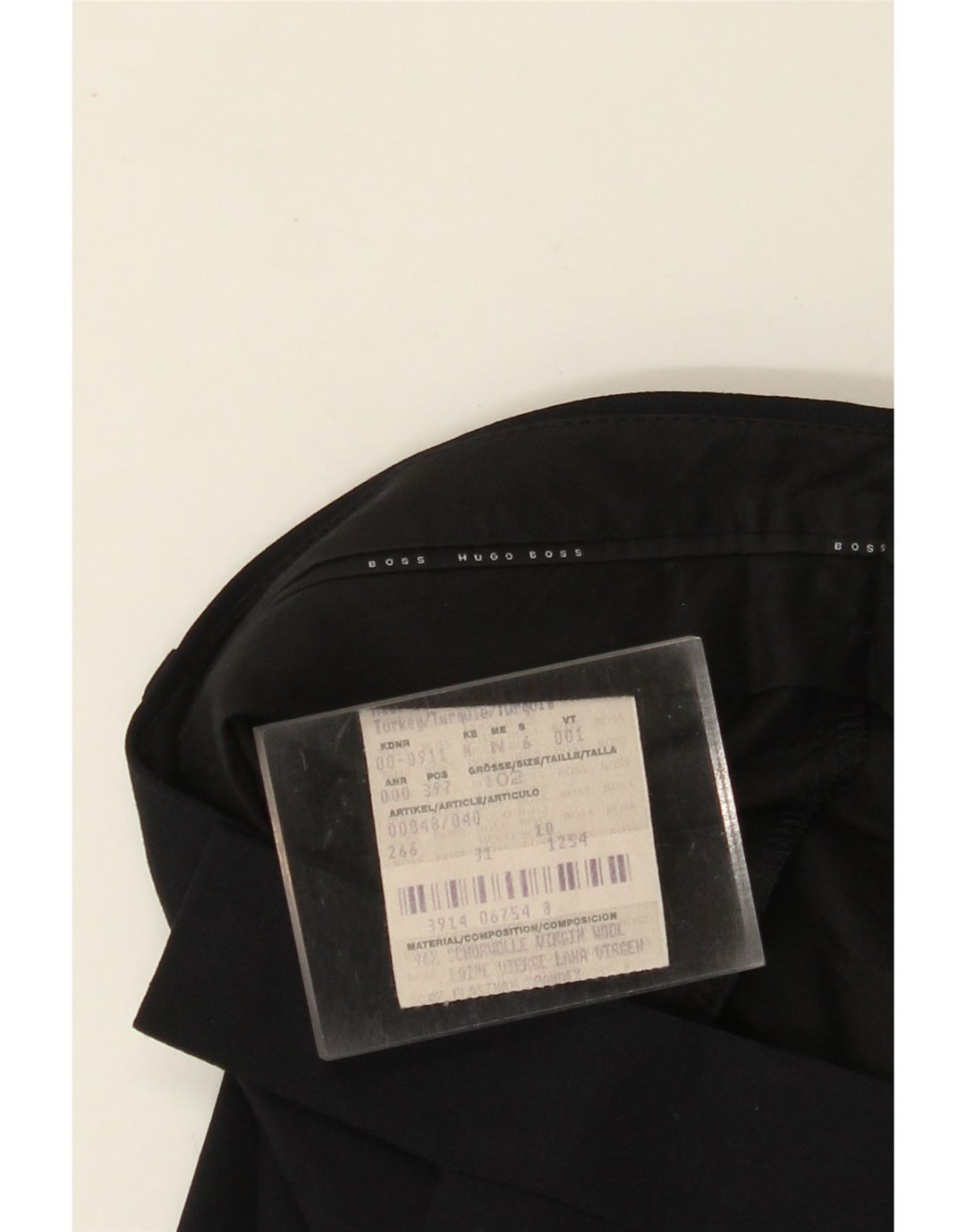 Calça feminina de terno reto HUGO BOSS W34 L31 azul marinho lã virgem