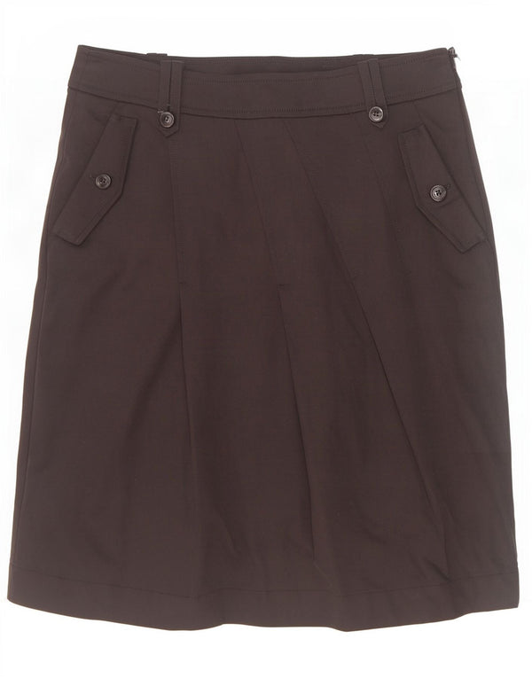 Saia reta feminina Marella UK 10 pequena W30 algodão preto