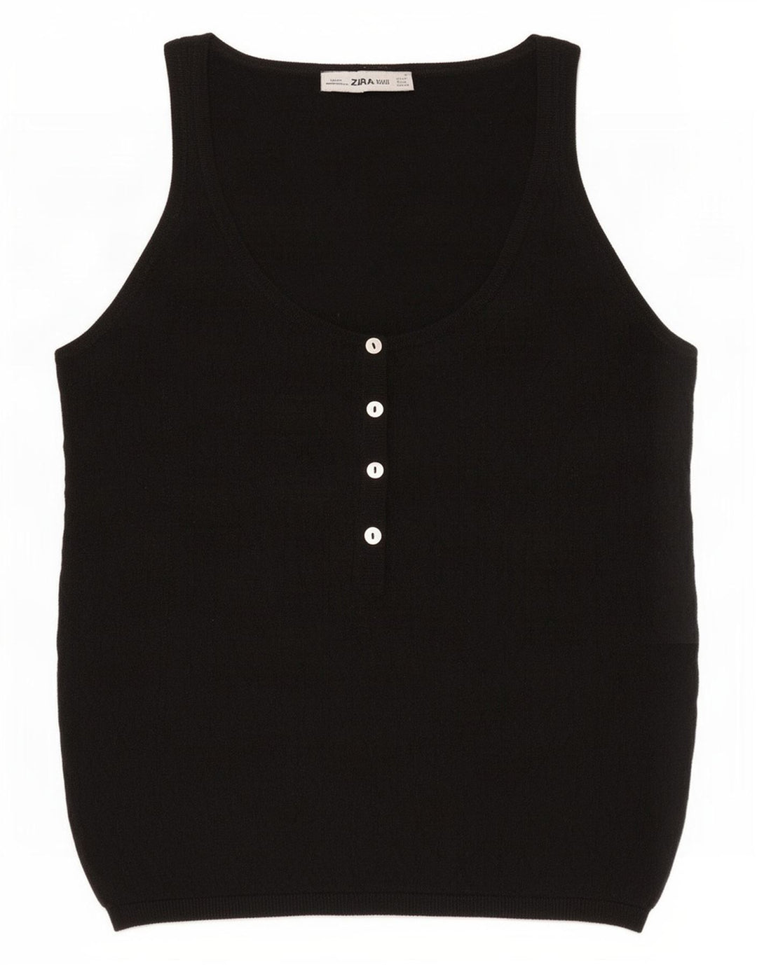 Zara Womens Vest Tank Top UK 12 Médio Preto Poliéster