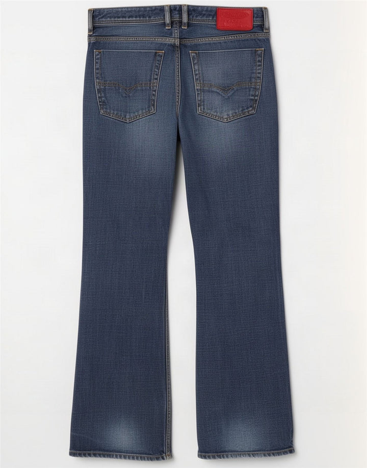 Diesel Mens Bootcut Jeans W32 L31 Algodão Azul