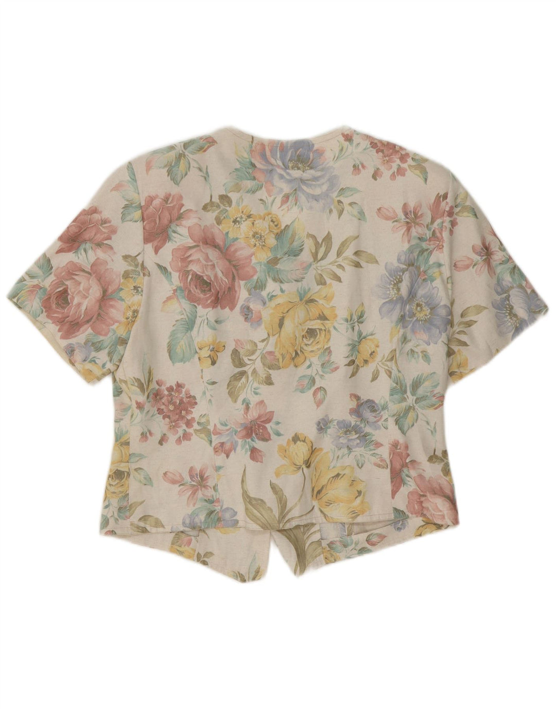 Blusa feminina vintage UK 12 média floral multicolorida