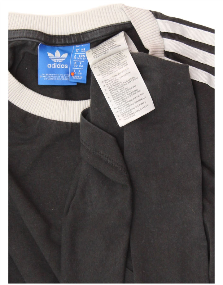 ADIDAS Womens Top Manga Longa UK 6 XS Algodão Preto