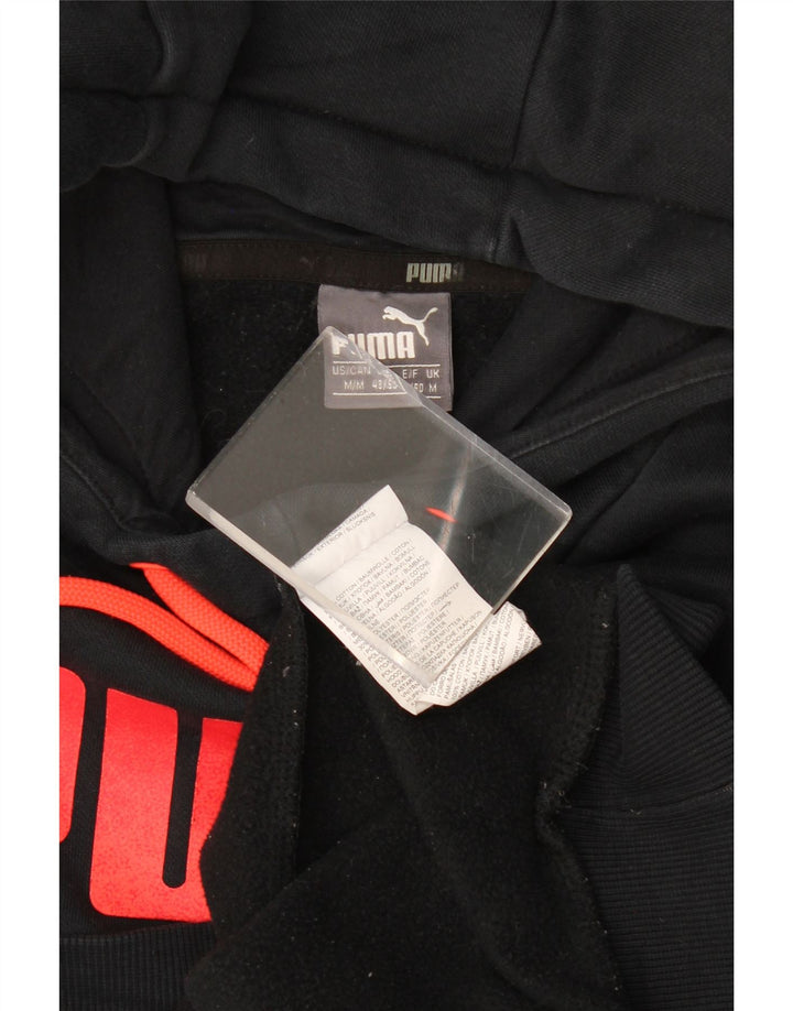Puma masculino gráfico moletom com capuz médio algodão preto