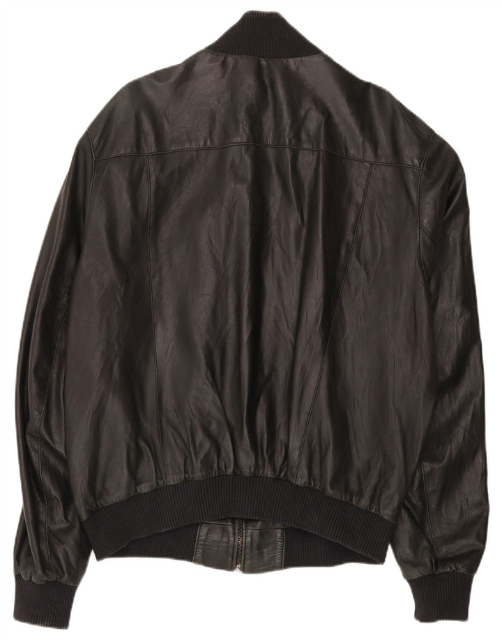 Jaqueta de couro masculina John and Son's UK 38 couro preto médio