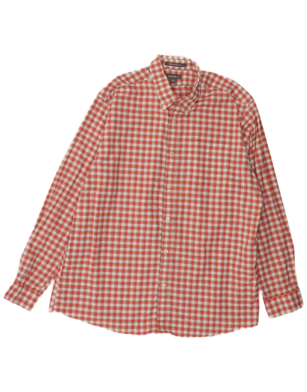 Camisa masculina Eddie Bauer com ajuste relaxado XL vermelho xadrez algodão