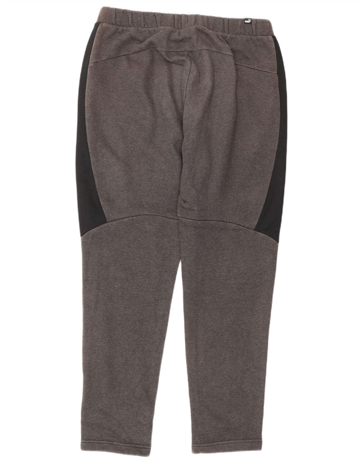 Calça de treino masculina Puma cinza médio algodão colorblock