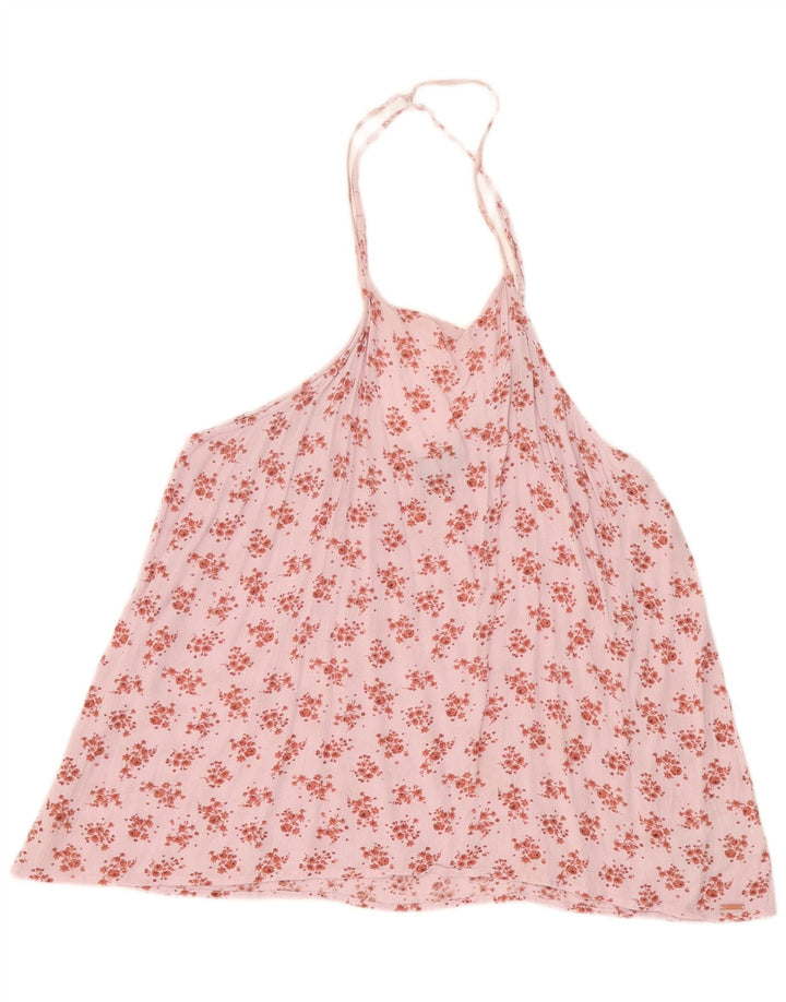 Top feminino Volcom Halter UK 20 2XL rosa floral viscose