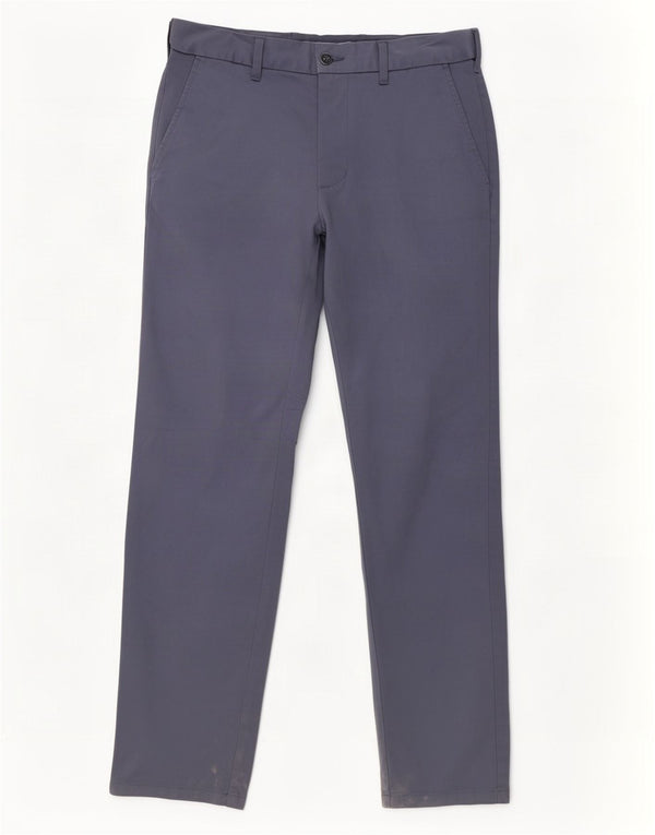 Calça chino reta masculina Marks & Spencer W32 L31 algodão azul marinho