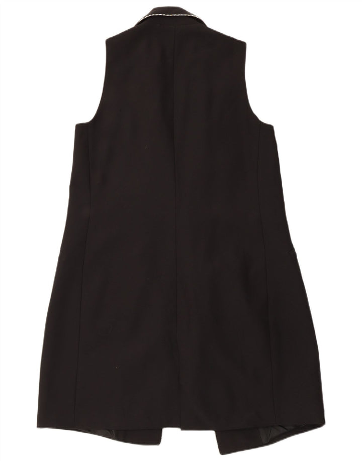 Sobretudo feminino sem mangas Zara UK 10 pequeno poliéster preto