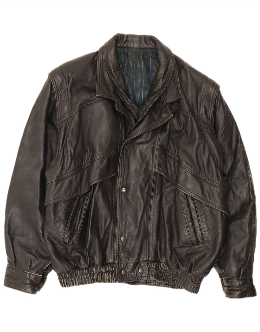 Jaqueta de couro masculina vintage UK 40 grande preta
